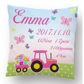 Rózsaszín traktoros megérkeztem párna 